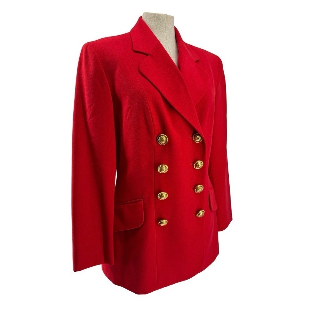 Moschino Cheap and Chic Vintage Double Breasted Wool Blazer Bright Red 10 Italy - Picture 3 of 16